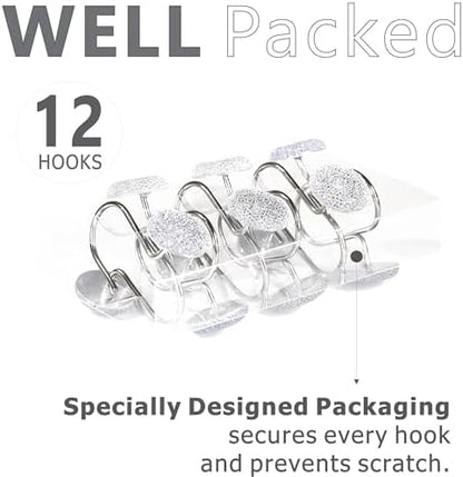 Clear Bling Shower Curtain Hooks: Christmas Bathroom Curtain Rings, 12Pcs