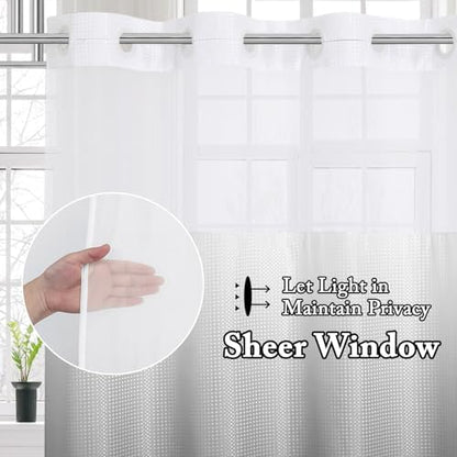 Gibelle No Hook Cloth Ombre Grey Shower Curtain with Liner, 72x74