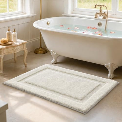 LUMI Bathroom Rugs Soft Absorbent, Non Slip Bath Mat 24x43, Ivory White