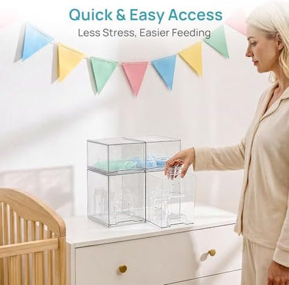 Vtopmart Clear Stackable Storage Drawers Set of 4, Baby Bottle Organizer