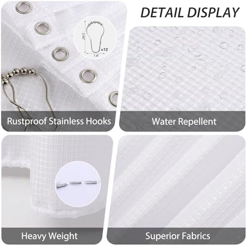 Bathroom Accessory Set - 25PC Bathroom Sets with Shower Curtain and Rugs, White Bathroom Set, Bathroom Accessories Set, Shower Curtain Sets with Rugs, Bathroom Trash Can & Soap Dispenser