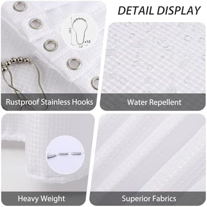 Bathroom Accessory Set - 25PC Bathroom Sets with Shower Curtain and Rugs, White Bathroom Set, Bathroom Accessories Set, Shower Curtain Sets with Rugs, Bathroom Trash Can & Soap Dispenser
