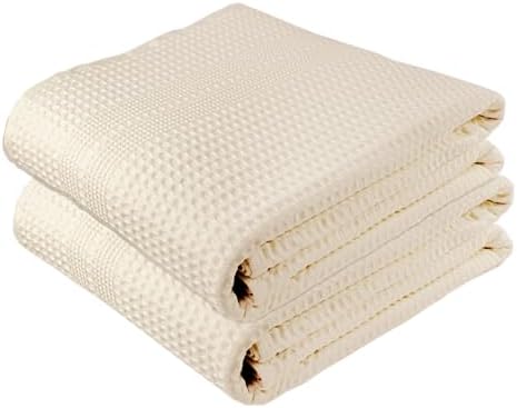 GILDEN TREE Waffle Bath Sheet Large Bath Towels Quick Dry Thin Body Towels, 40x80 Oversized Bath Towels for Adults, 2 Pack Bath Sheet Set, Classic Style (Cream)
