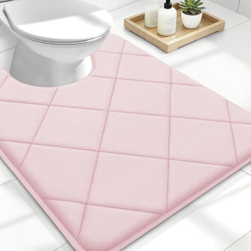 OLANLY Memory Foam Toilet Rugs U-Shaped 24x20, Ultra Soft and Absorbent