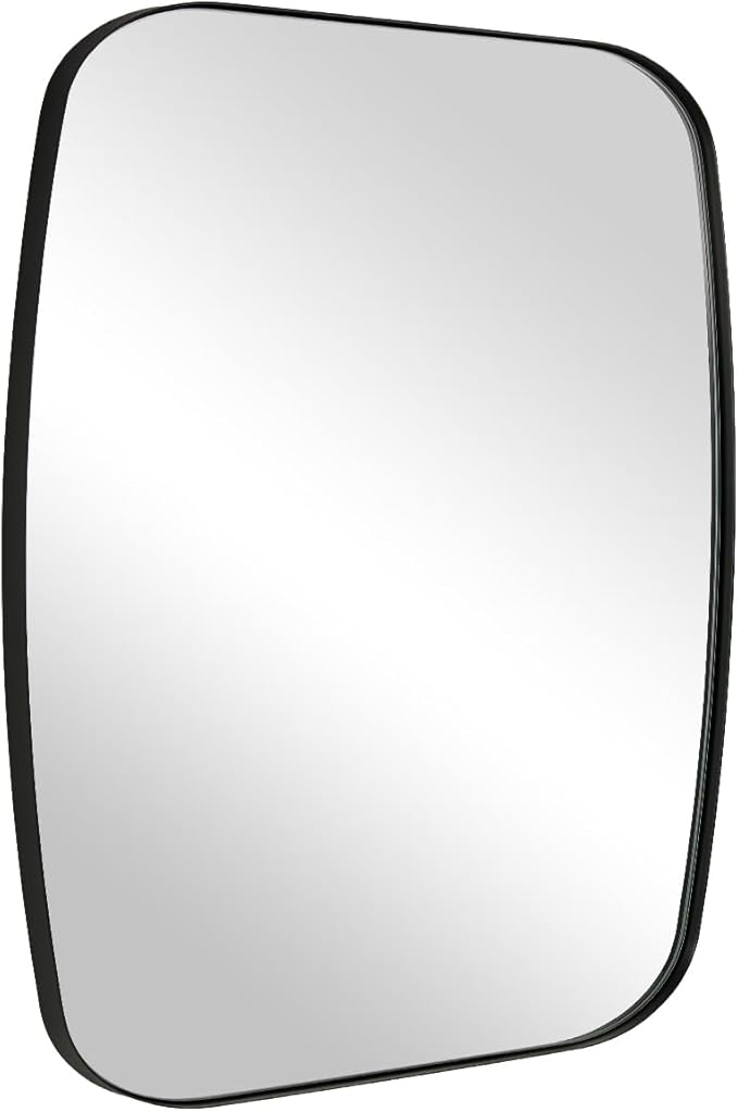 Black Oblong Mirror, 36x40 Inch Black Oval Mirror for Bathroom with Stainless Steel Metal Frame, Wall Mouned for Bathroom, Living Room, Entryway