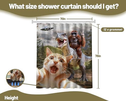Extra Tall Shower Curtain XL Funny Cat Monkey, 70 x 78 Inchs