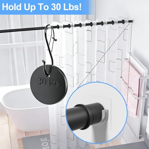 Shower Curtain Rod Holder with Strong Adhesive,4 Pcs,No Drilling