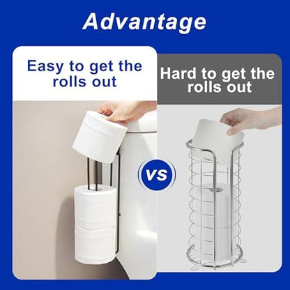 Black Toilet Paper Holder, Bathroom Toilet Paper Roll Holder with Storage Extra 2 Rolls, Over The Tank Toilet Paper Holder with Storage, Stainless Steel, 2Pcs