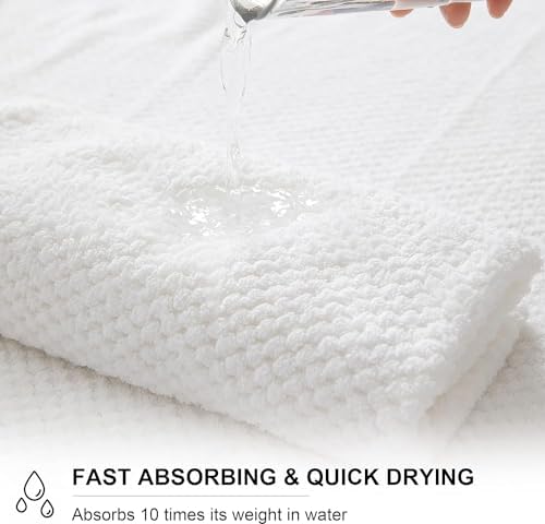 Smuge Bath Towel Set, 4-Piece 35x70 Inches, Extra Large Microfiber Bath Towels, Quick Dry, Lightweight, Soft, Highly Absorbent, White