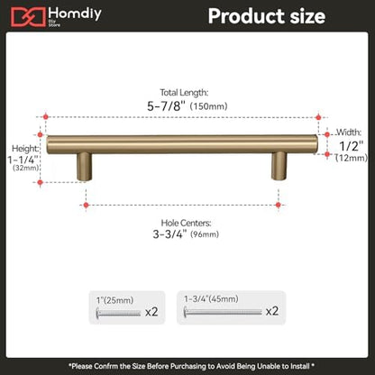 homdiy 1Pack 3.75in Cabinet Handles Champagne Bronze Kitchen Cabinet Pulls Drawer Pulls for Dresser Drawers