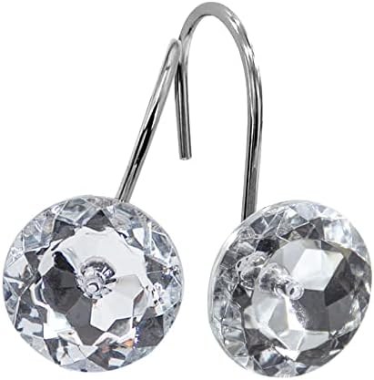 White Diamond Crystal Bling Shower Curtain Hooks Rings for Bathroom,24PCS
