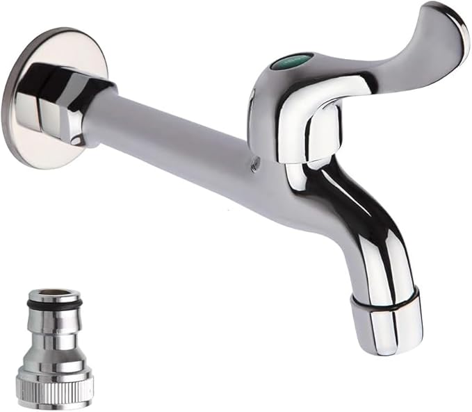 HARPOON Wall Mounted Balcony Mop Sink Faucet Brass Single Handle Cold Garden, Laundry Utility Faucets G1/2'' Inch Thread, Copper Chrome
