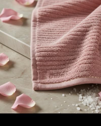 BIOLINEN Rose 6 Piece Towel Set, 2 Bath Towels 2 Hand Towels 2 Washcloths, 100% Cotton Soft Absorbent Towel Sets for Bathroom Home Gym Spa Travel