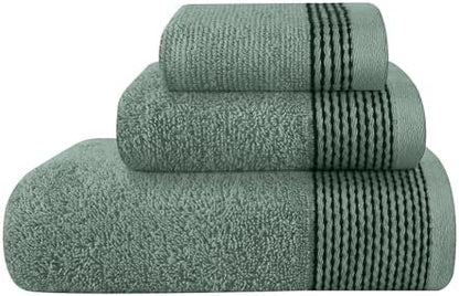Belizzi Home Ultra Soft 3 Pack Cotton Towel Set, Contains a Bath Towel 28x55 inch, a Hand Towel 16x24 inch & a Wash Coth 12x12 inch, Ideal Everyday use, Compact & Lightweight -Jade