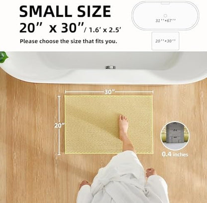TYUU Bathroom Rugs Non Slip Washable, Super Absorbent Thin Bath Mat Small Quick Dry Low Pile Bathroom Rug, Yellow 20"x30"