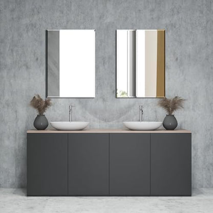 Bathroom Mirror for Over Sink 24x16 Inch Frameless Wall Mirror Rectangle