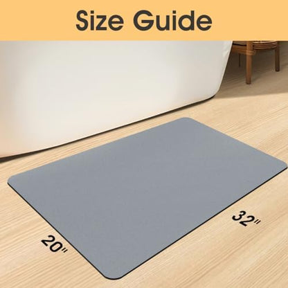 ACCUMTEK Non Slip Bath Mat, Thin Bathroom Rugs Fit Under Door, Quick Dry Bath Mats, Machine Washable Bath Rugs for Bathroom, Bathtub & Kitchen, Bathtub & Kitchen, Grey/Solid/32 x20