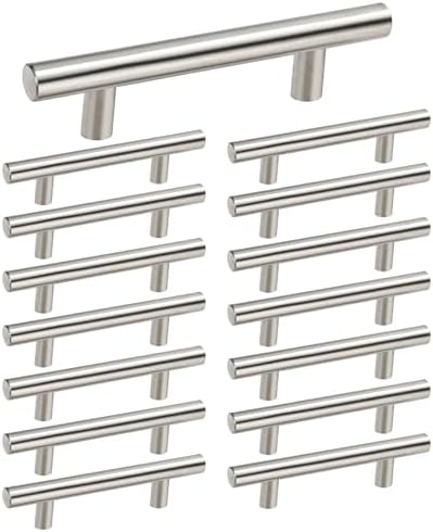 homdiy Cabinet Handles Brushed Nickel Cabinet Pulls - HD201SN Modern Drawer Handles Stainless Steel Cabinet Hardware 4-1/2in Hole Centers Kitchen Cabinet Handles Cupboard Handles