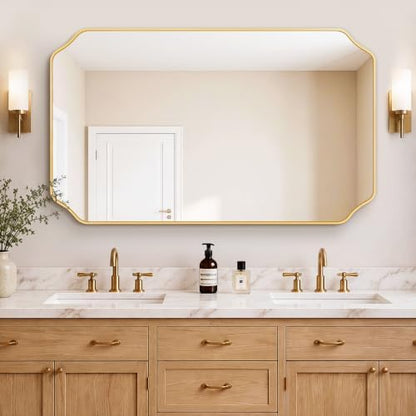 Vanity Bathroom Mirror for Over Sink, 50"x30", Gold Metal Framed