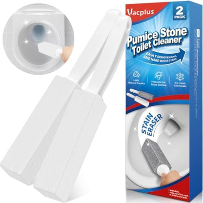 Vacplus Toilet Brush, 2 Pack, 100% Pumice Stone, Long Handle
