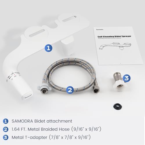 SAMODRA Ultra-Slim Hygienic Bidets Attachment for Existing Toilets - Adjustable Fresh Water Pressure Self Cleaning Nozzle Easy to Install, Rose Gold