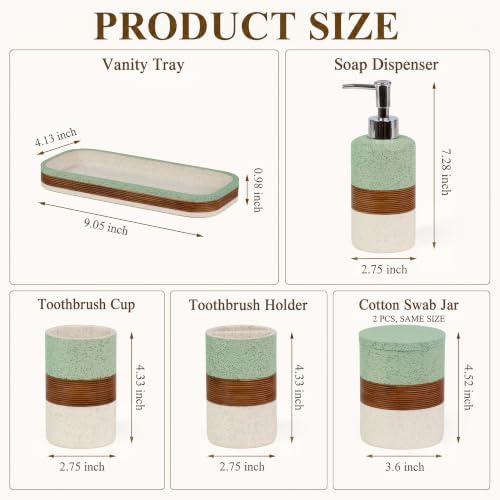 YMXYJM 6-Piece Resin Bathroom Accessories Set, Green