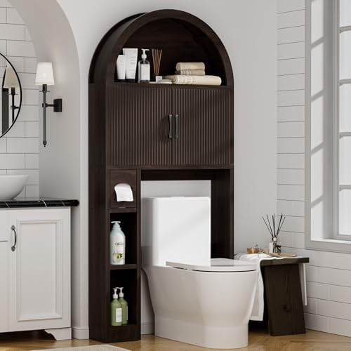 Spurgehom Over Toilet Storage Cabinet, Bathroom Arch Organizer, Coffee