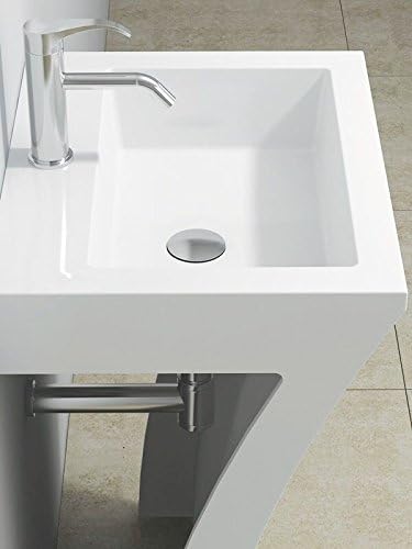 7-Shape Cedar Falls Modern Vanity Pedestal Sink, White, By Fine Fixtures