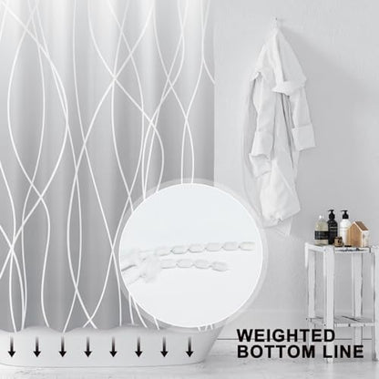 Striped Shower Curtain for Bathroom, Ombre Light Grey, 72"W x 72"L