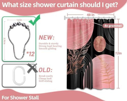 Pink and Black Stall Shower Curtain, 48X72 in Narrow Small, Mid Century