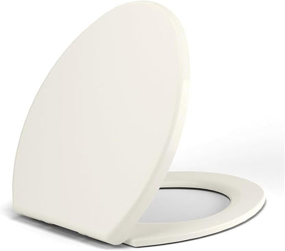 Round(Standard) Toilet Seat, Quick-Attach Hardware Metal Hinges, Heavy Duty, Slow Soft and Quiet Close, Durable and Sturdy, Easy to clean, Fits Round(Standard) Toilets, Almond/Bone(16.5″)