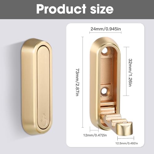 Folding Coat Hooks, Gold, 6 Pack, Wall Hook, Hanging Towels Clothes Bag