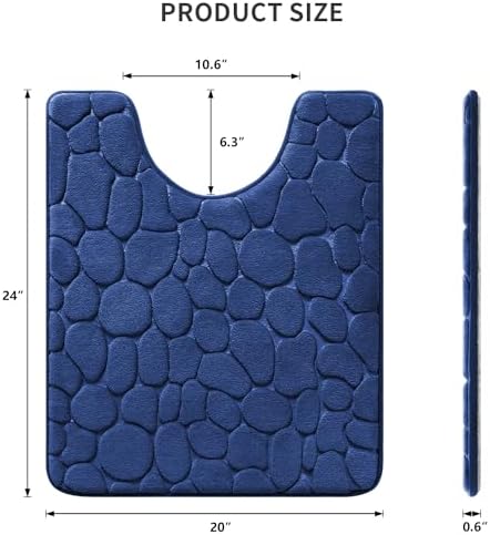 YIHOUSE Memory Foam Bath Mat Cobblestone Bathroom Rugs Super Water Absorbent Bath Mats for Bathroom Machine Washable Bath Rugs(20 x 24,Dark Blue)