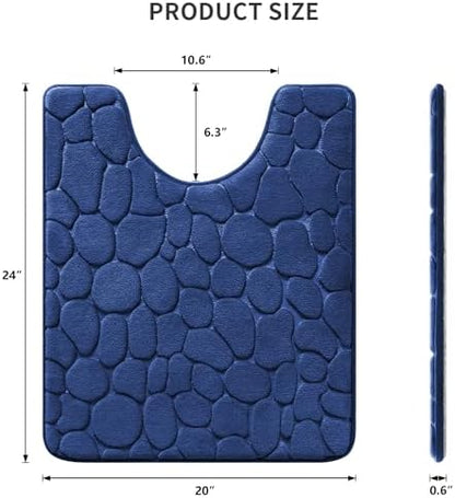YIHOUSE Memory Foam Bath Mat Cobblestone Bathroom Rugs Super Water Absorbent Bath Mats for Bathroom Machine Washable Bath Rugs(20 x 24,Dark Blue)