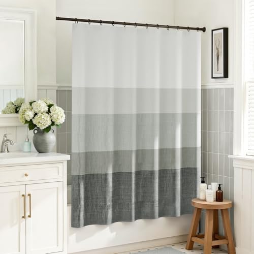 jinchan Ombre Cloudy Grey Shower Curtain for Bathroom 70x60 Inch 12 Hooks