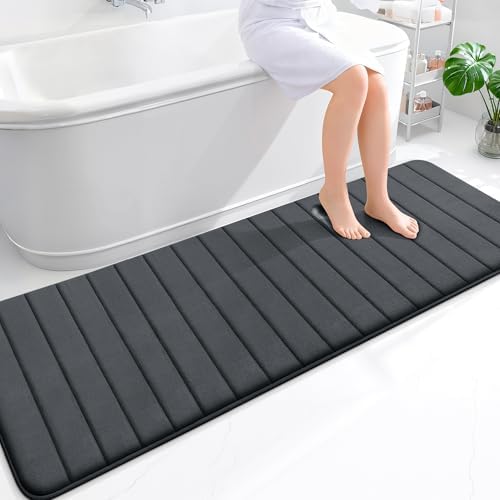 OLANLY Memory Foam Long Bathroom Rugs Runner 70x24, Super Soft Absorbent