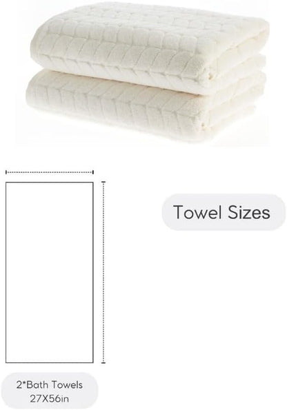 BAGNO MILANO Turkish Cotton Bath Towels, Hand Towels - Soft Plush Jacquard Collection Luxury Towels Set (Cream, Bath Towel Set of 2)