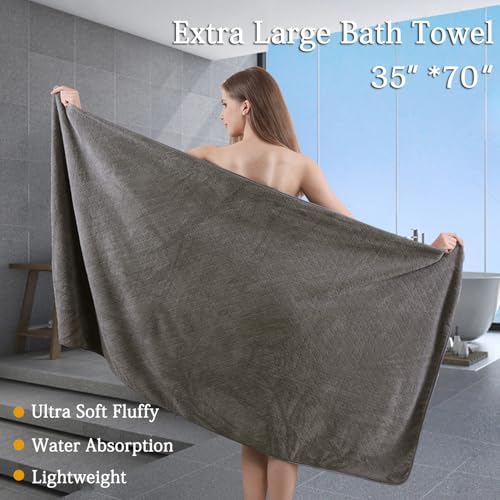 Ycosy Extra Large Bath Towels Set 35x70 Inches - Luxury 600 GSM Oversized Bath Sheet Towel,Ultra Soft Microfiber - Quick Dry,Highly Absorbent Shower Towels Spa Hotel Bathroom Towel Set (4-Pack,Brown)