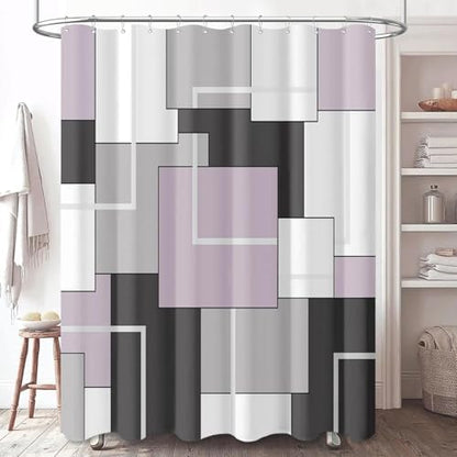 BTTN 72x84 Tall Modern Geometric Waterproof Fabric Shower Curtain, Lavender