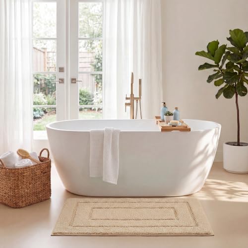 GRANNY SAYS Khaki Bathroom Rug 24" x 36", Non-Slip Microfiber Bath Mat