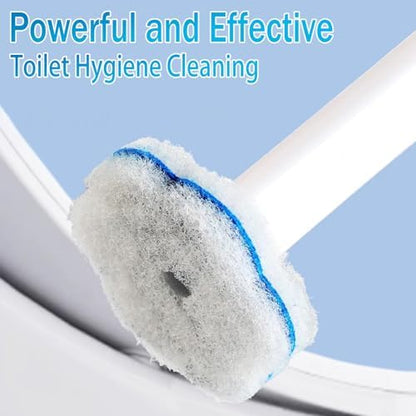 Disposable Toilet Brush and Holder Set with 48 Toilet Cleaner Refills，Toilet Bowl Brush Kit with Refill Pads Disposable Toilet Cleaning System for Toilet Bowl，Bathtub，Bathroom - White