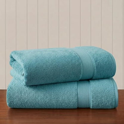 Madison Park Cotton Bath Sheet 2 Piece Oversized, 800GSM, 34" x 68" Aqua