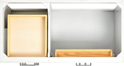 ARIEL Hepburn 42-inch Bathroom Vanity Base Cabinet,Solid Wood, 2 Soft Closing Doors, 5 Dovetail Drawers, White