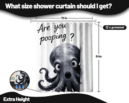 Extra Tall Shower Curtain XL Novelty Octopus, 70 x 84 Inchs