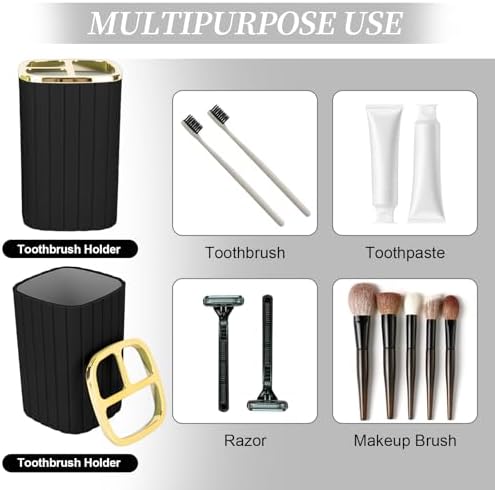 4-Piece Bathroom Accessories Set, Black and Gold Bathroom Set