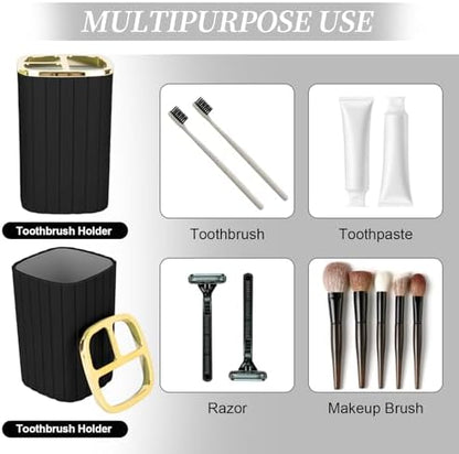 4-Piece Bathroom Accessories Set, Black and Gold Bathroom Set