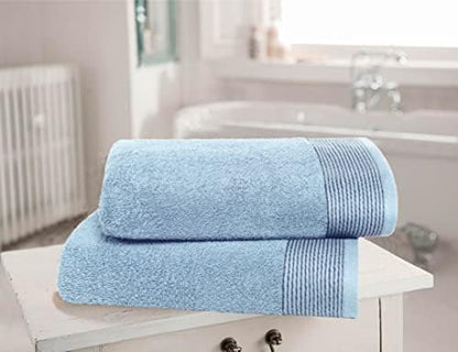 Belizzi Home Ultra Soft 2 Pack Oversized Bath Towel Set 28x55 inches, 100% Cotton Large Bath Towels, Ultra Absorbant Compact Quickdry & Lightweight Towel, Ideal for Gym Travel Camp Pool - Sky Blue