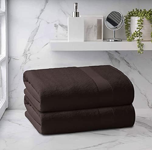 Belizzi Home Premium Cotton Oversized 2 Pack Bath Sheet 35x70-100% Pure Cotton - Ideal for Everyday use - Ultra Soft & Highly Absorbent - Machine Washable - Chocolate Brown