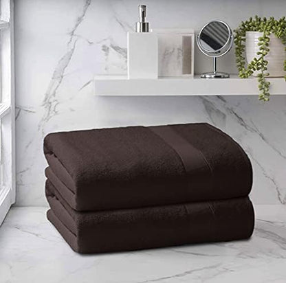 Belizzi Home Premium Cotton Oversized 2 Pack Bath Sheet 35x70-100% Pure Cotton - Ideal for Everyday use - Ultra Soft & Highly Absorbent - Machine Washable - Chocolate Brown