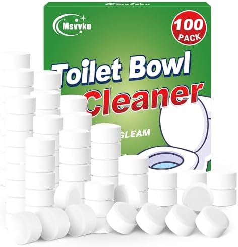 Msvvko Toilet Bowl Cleaners, Bleach Tablets 100 PACK, Automatic Cleaner for Tank, Effectively Eliminate Limescale, Stains & Odor, Continuous Cleaning for Bathroom & Toilet